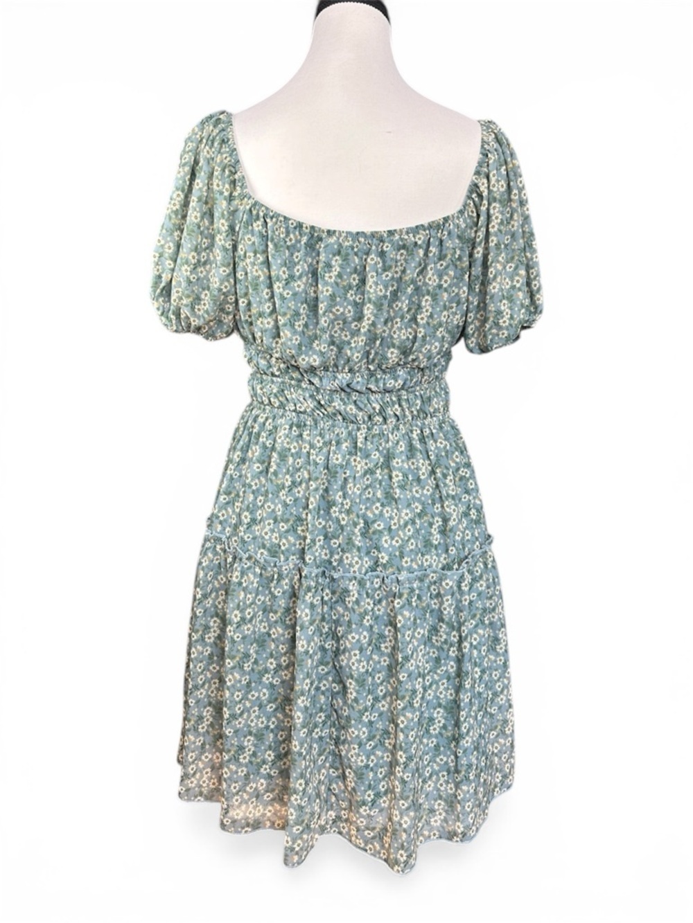 Altar’d State Women's Floral Dress L Sage Green Puff Sleeve Smocked Cottagecore - Picture 5 of 12